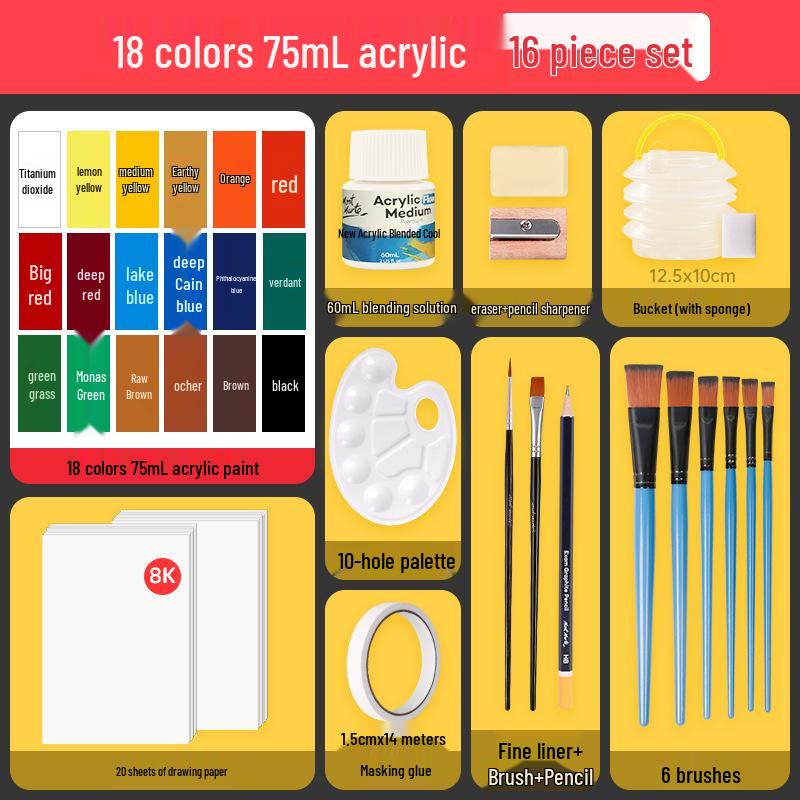 Montmartre 75ml Waterproof Non-Fading Acrylic Paint Set: Perfect for Children’s Textiles and Art Projects, Sunscreen Formula