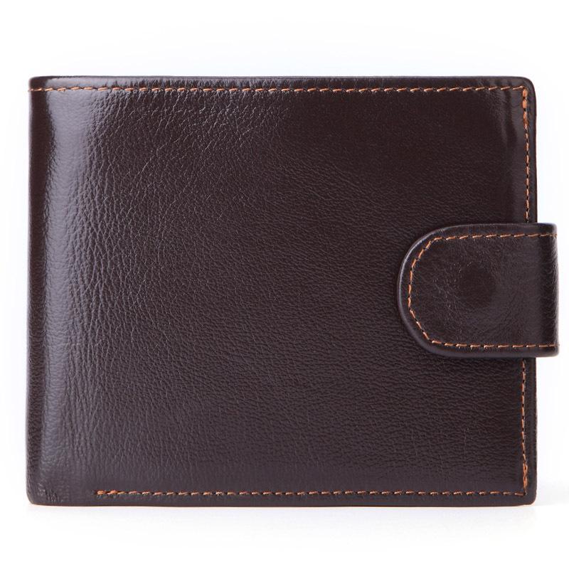 Men's Top Grain Cowhide Leather Wallet Short Horizontal Genuine Leather Purse with Coin Pocket