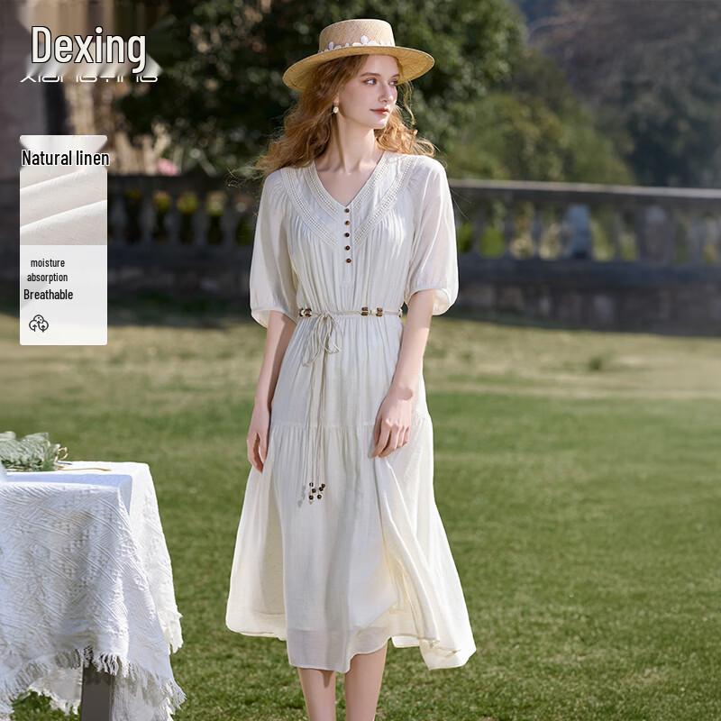 Xiangying Women s Bohemian White Vacation Midi Dress XL