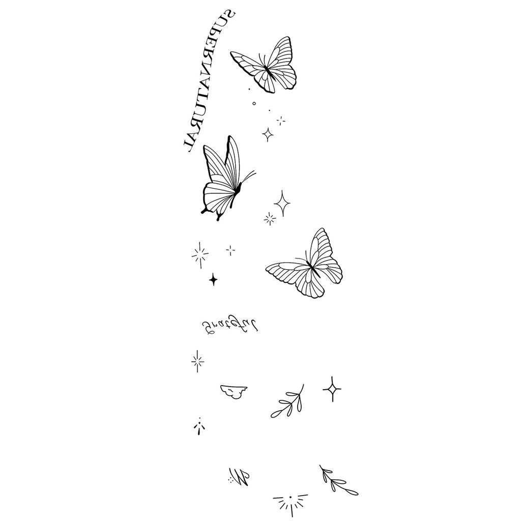 Simple Personality Spice Girl Three-Dimensional Butterfly Flower Wicker Collarbone Arm Tattoo Sticker