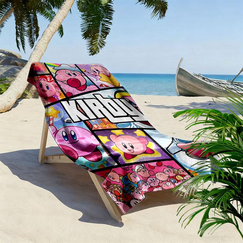 Kirby Cute Art Print Beach Towel, Large Soft Quick Dry Towel for Beach Camping Swimming
