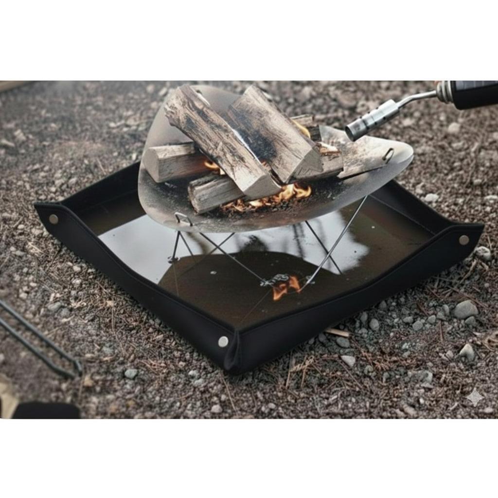 Fireproof Silicone Camping Stove Mat - Double-Sided, Water-Injectable, High-Temperature Resistant, Easy-Clean Fabric