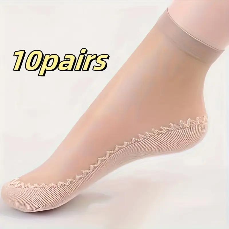 10 Pairs Cotton Stockings Ultra-thin Short Socks Women's Summer Black Stealth Transparent Anti-hook Stockings