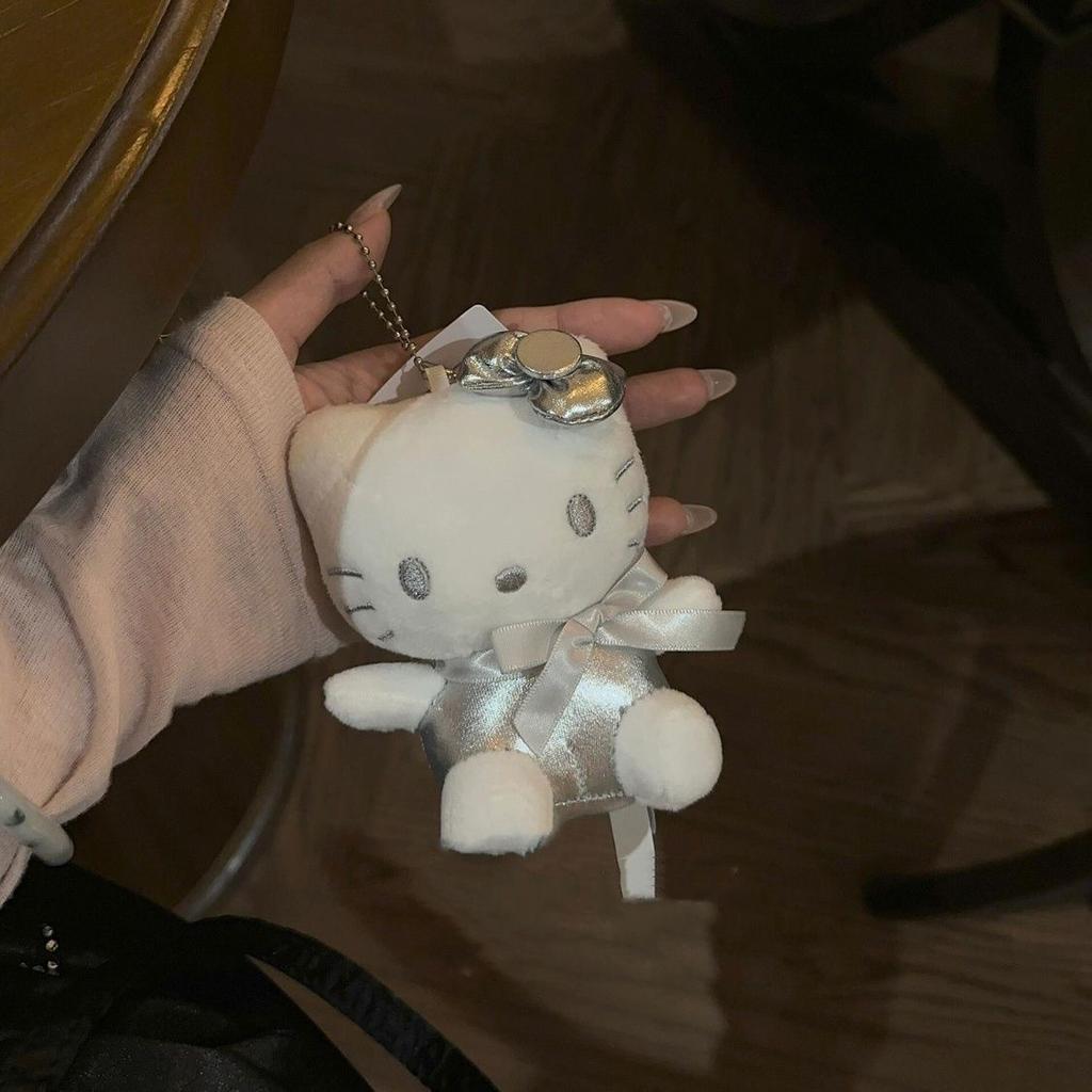 Sanrio Ins Style Girlish Heart Hello Kitty Plush Toy Cute Bag Pendant Bedroom Sofa Decoration Keychain Ornament Gift
