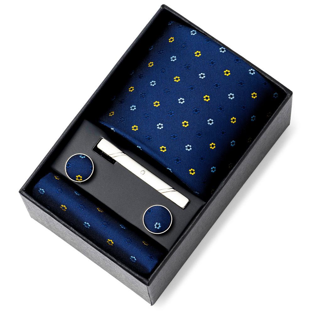 Men'S Tie Net Color Striped Jacquard Yarn Business Professional Tie Set Men'S Gift Box