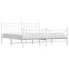 Vidaxl Metal Bed Frame with Headboard and Footboard, White, 200X200 Cm