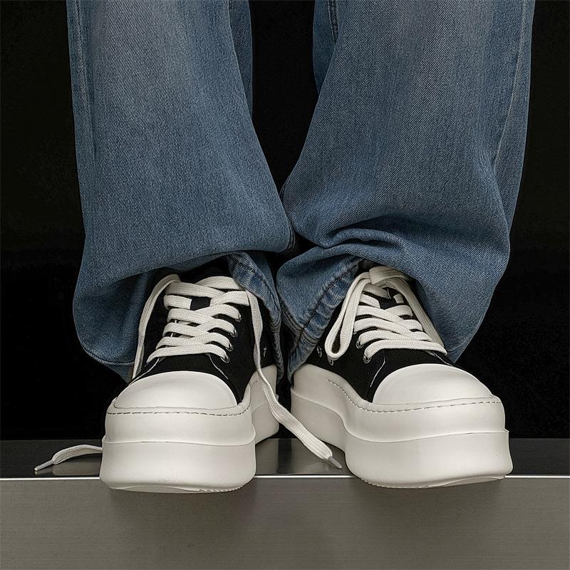 American Retro Board Shoes Platform Heightening Big Head Canvas Shoes Casual Derby shoes-J