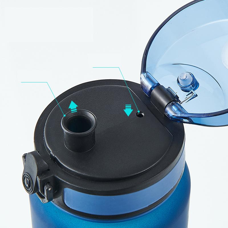 Sportwasserflasche mit großer Kapazität, auslaufsicher, Farbverlauf, Kunststoffbecher, zum Trinken im Freien, für Reisen, tragbar, für Fitnessstudio, Fitness, Krüge