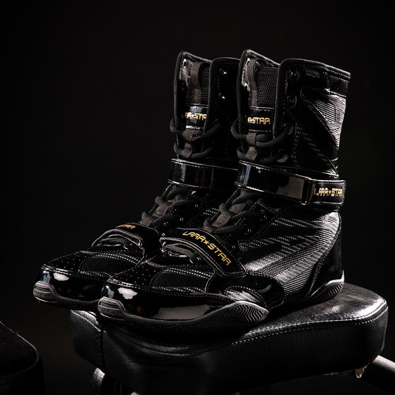 

Edition Men s Boxing Boots Women High Top Hook Loop Breathable Wrestling Shoes Martial Arts Training Shoes 40 чорний