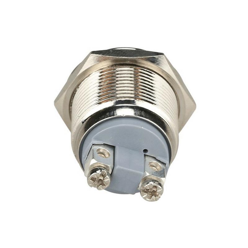 Silver Car Control 19mm 12V Momentary on/Off Metal Cool Push Button Switch Waterproof Car Tuning Spare Parts Car Accessories