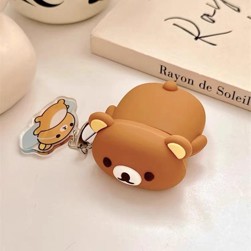 Lazy Rilakkuma Silicon Headphone Case for Airpods Pro 3 4 3 1 2 Pro Charm Headset Cases for Airpod Pro2 3 Pendant