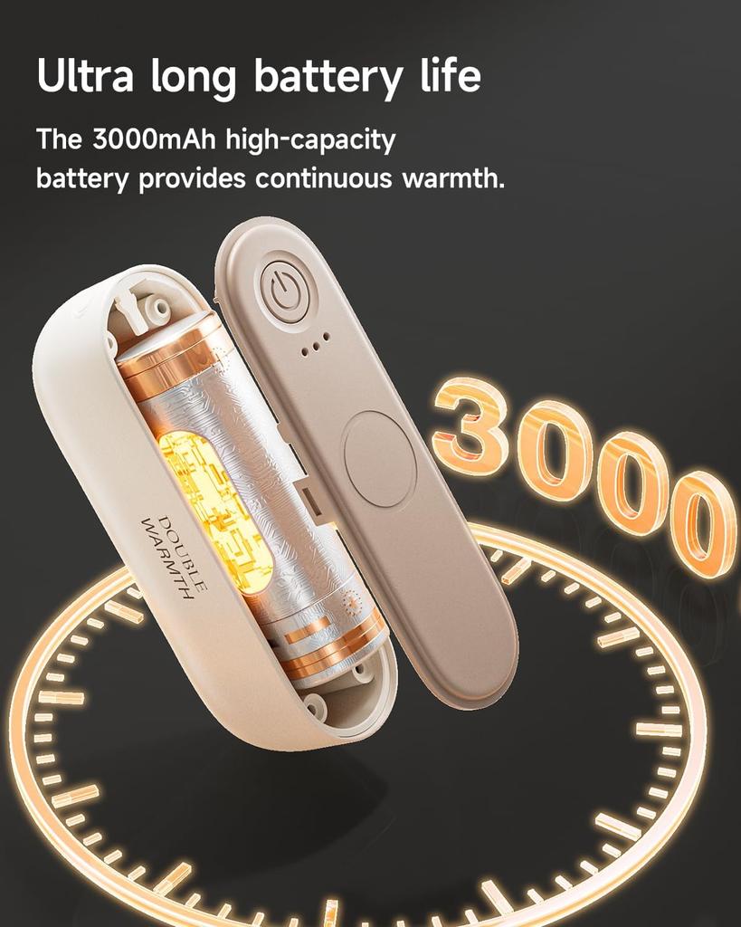 2Pcs/Pair Magnetic Electric USB Hand Warmer 3000mAh Mini Portable Heater Rechargeable Handwarmers for Christmas Outdoor Gift