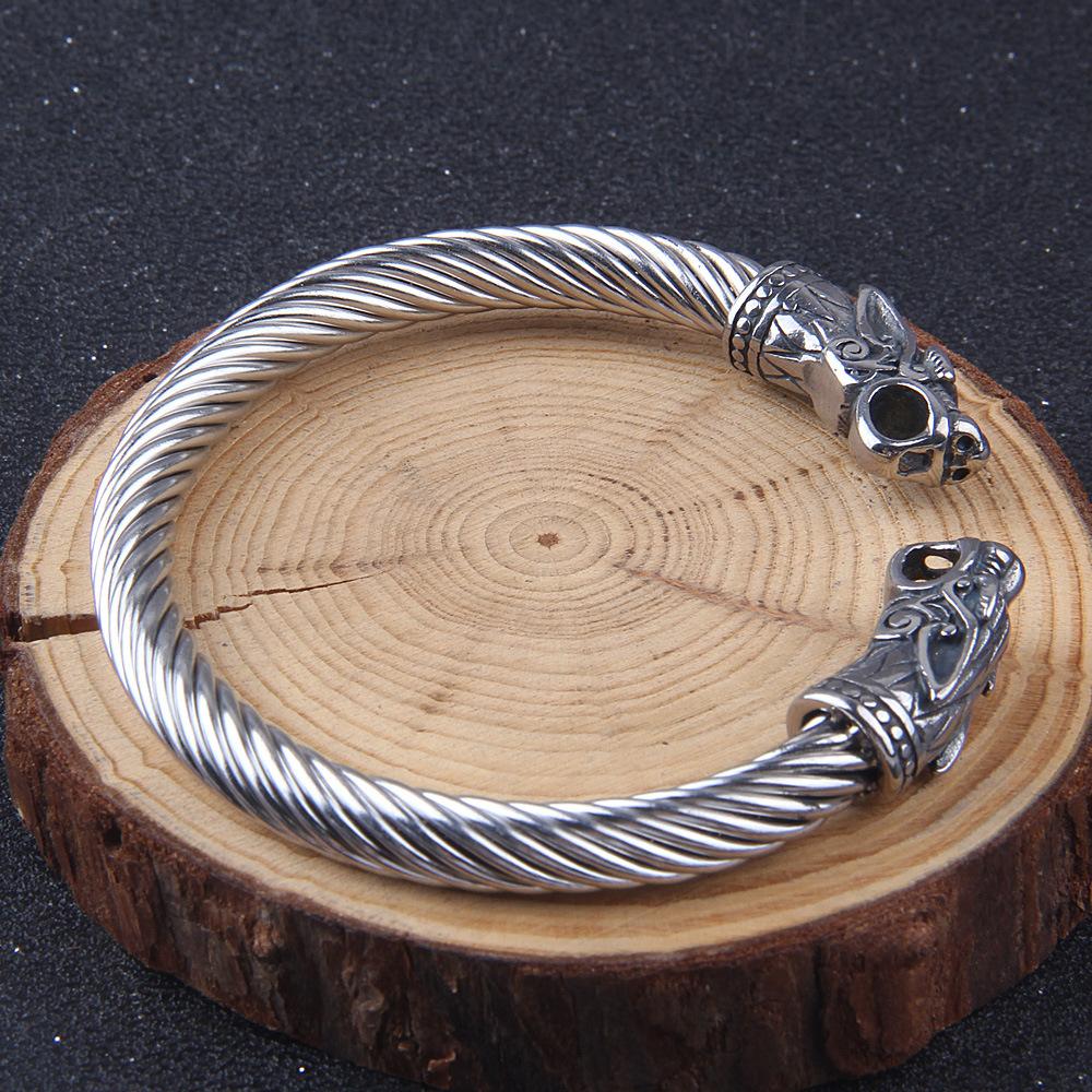 Viking Odin Raven Brățară Manșetă din oțel inoxidabil Accesoriu scandinav autentic pentru bărbați și femei