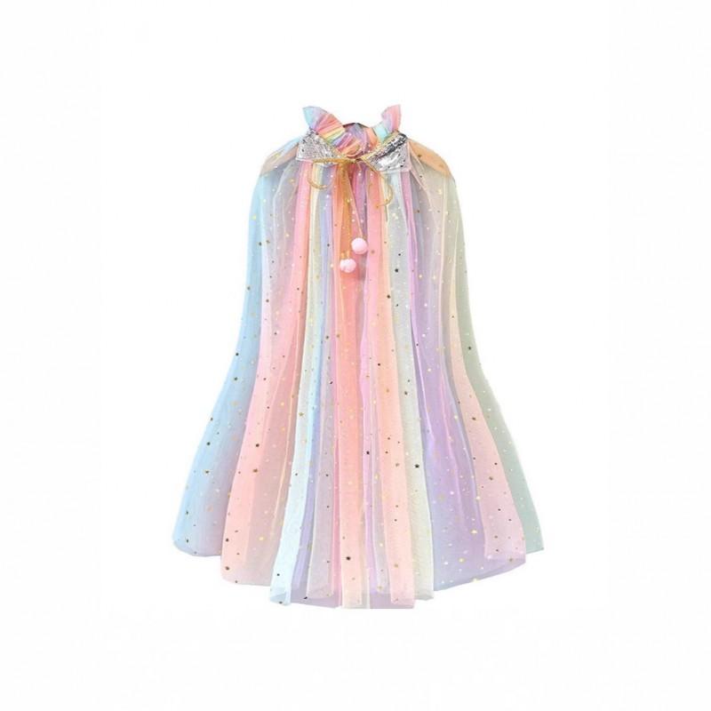 Girls Princess Cape Frozen Elsa Anna Dress Up Cloak Kids Tulle Shawl 3-8 Years Old