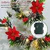 2 Pack 9' Pre-lit Flocked Christmas Garland, Lighted Poinsettia Spruce, Battery Operated, Green Red