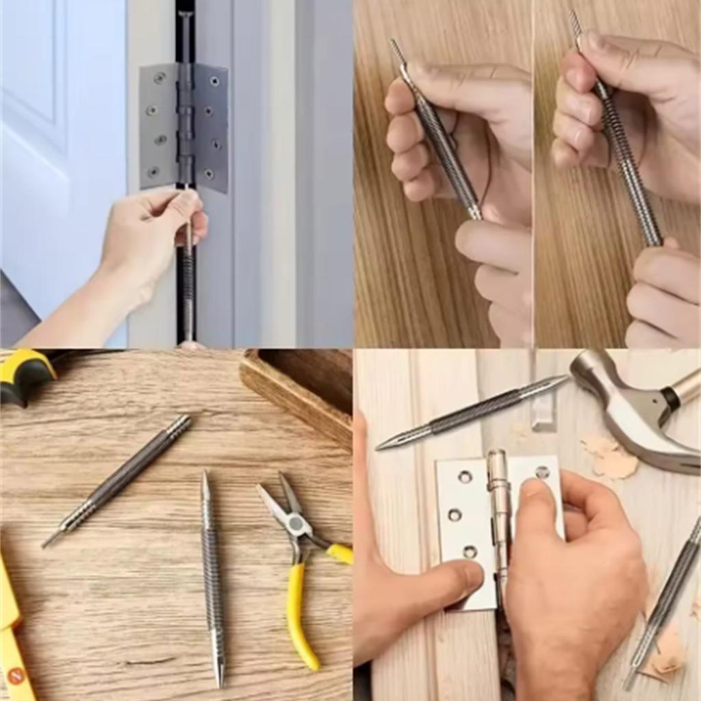 Paket med 2 Dubbelhuvud Fjäder Nagelinsättare Hammarlös Punsch Nagelverktyg Gångjärnstiftverktyg För Precisionskontroll Och Enkel Användning
