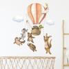 Cute Cartoon Animal Friends in Hot Air Balloon Wall Stickers, Self-Adhesive Adventure Decor for Kids Room Living Room Bedroom Decoration