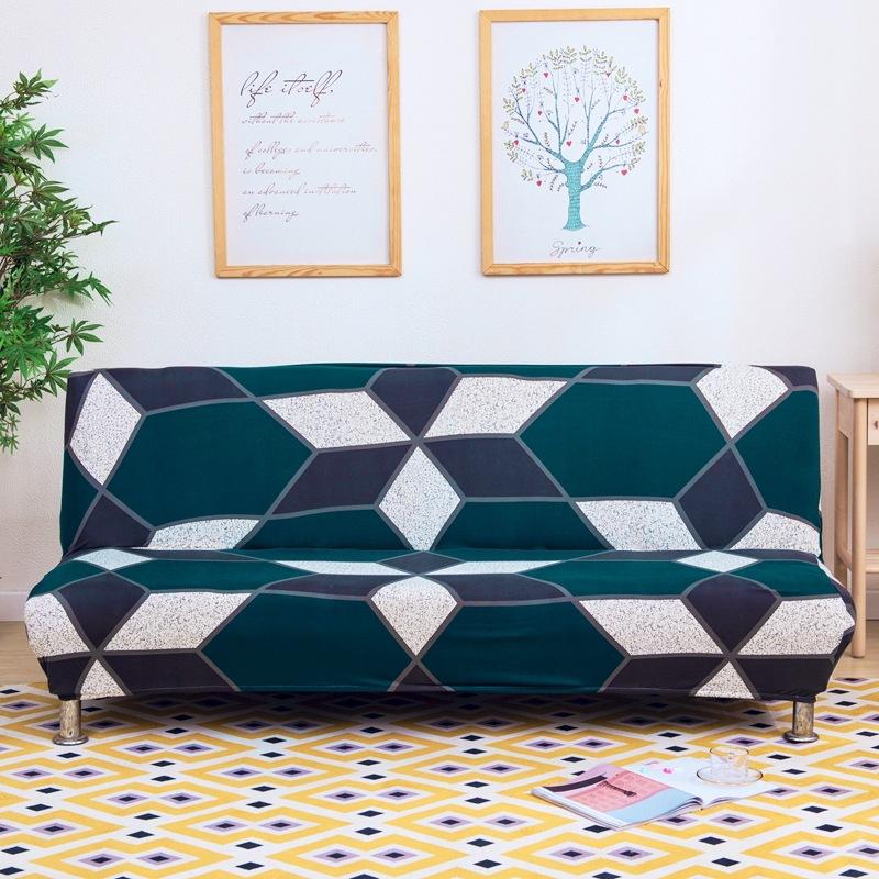 Flower Futon Cover Stretch Armless Futon Sofa Cover Soft Futon Slipcover with Elastic Bottom Sofa Bed Furniture Protector Covers for Washable Futon