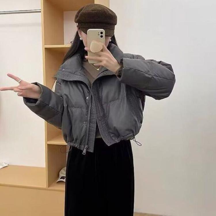 Winter Warm Down Coat Thickened Padded Jacket High Collar Windproof Long Sleeves Daily Outwear with Pockets Heat Retention Cotton