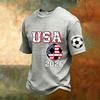 Men's V-Neck Printed Short Sleeve T-Shirt, Lightweight Breathable Casual Summer Top
