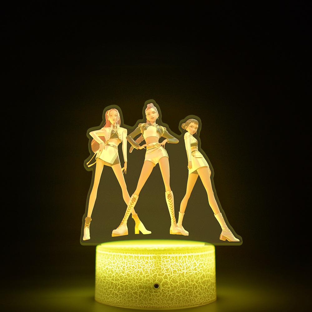 KPop Demon Hunters Kawaii Zoe Mira Rumi Saja Boys Monochrome Light Remote Control 16 Color Night Lights