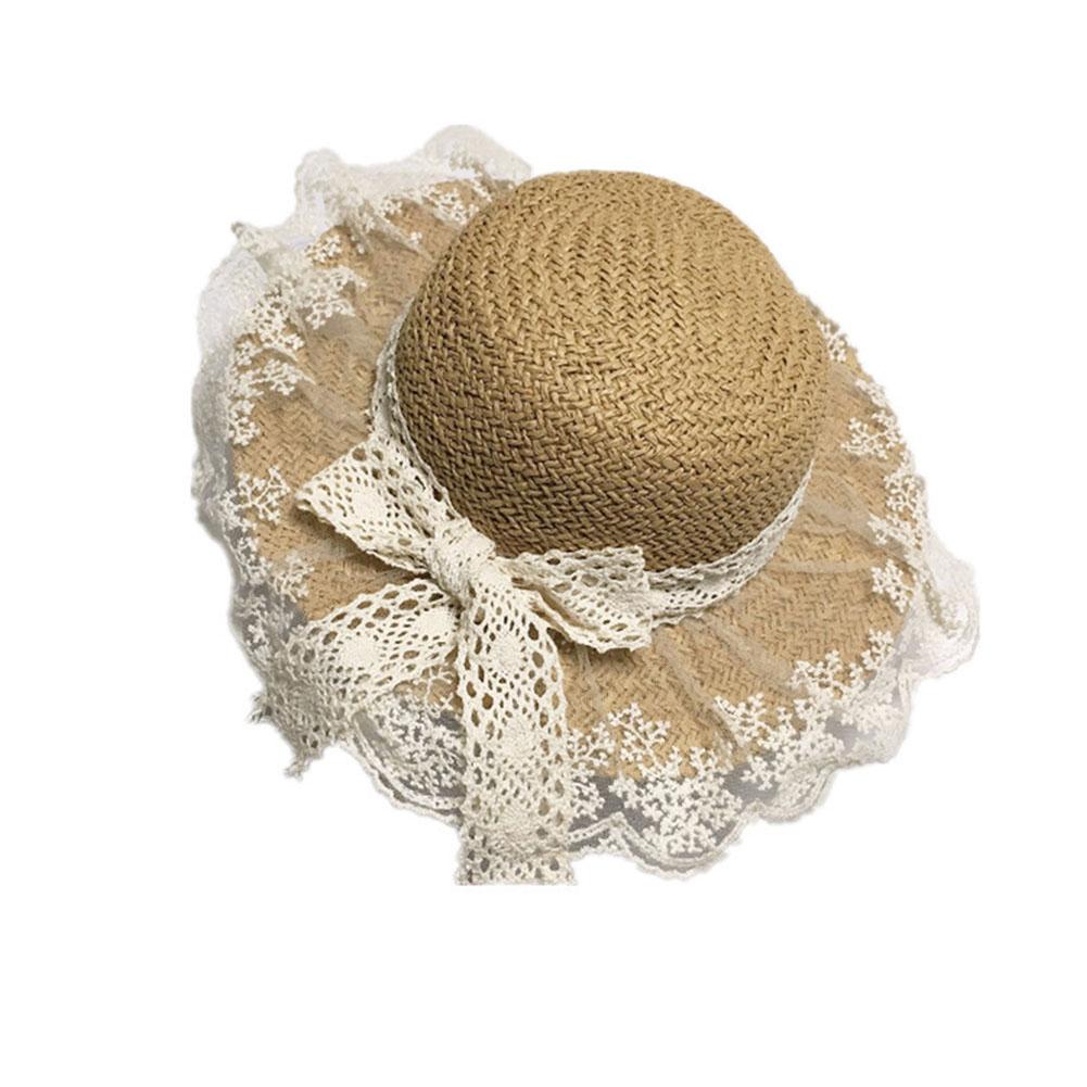 Children Straw Hat Girls Lace Beach Sunscreen Summer Hat