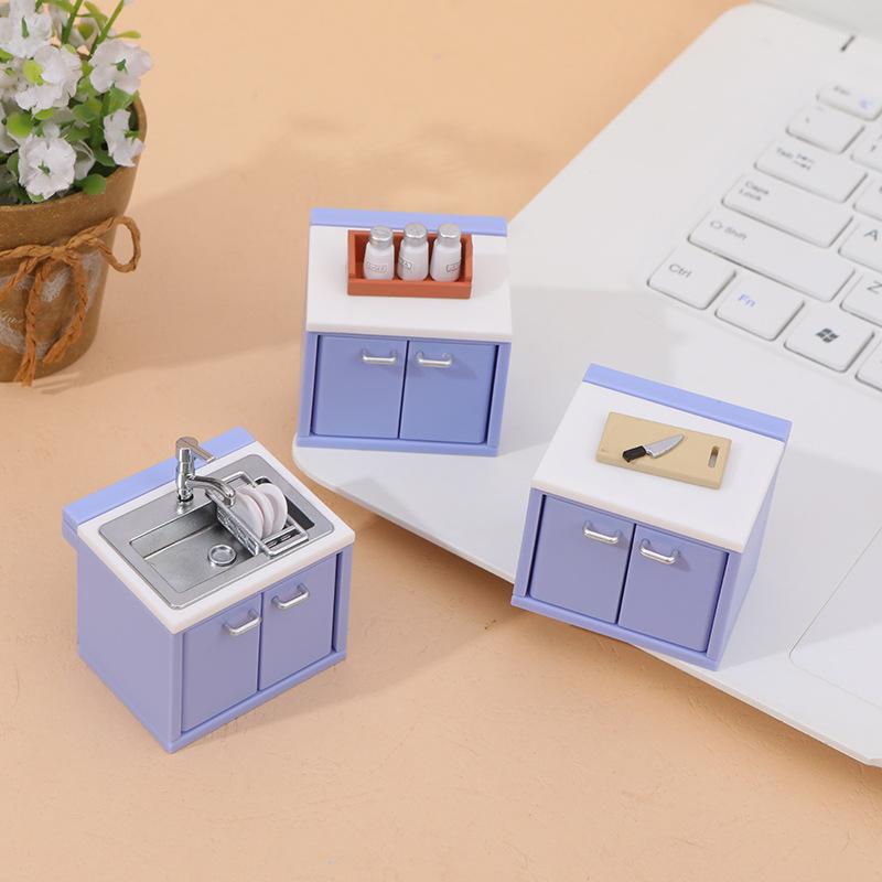 1 Set Dollhouse Simulation Mini Kitchen Utensils Gas Stove Model Scene Decoration Dolls House Miniature Kitchen Accessories