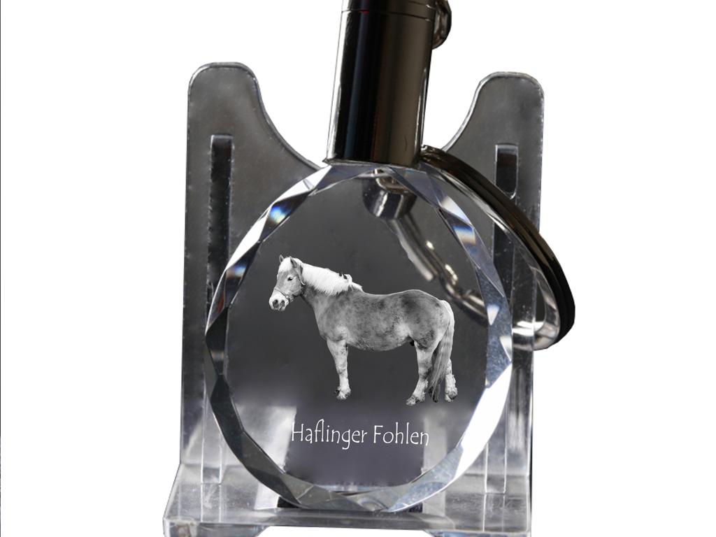 Haflinger Fohlen - Pendant with a Picture of a Horse, Crystal Key Ring In a Gift Box, Unique Gift by Art-Dog Brand