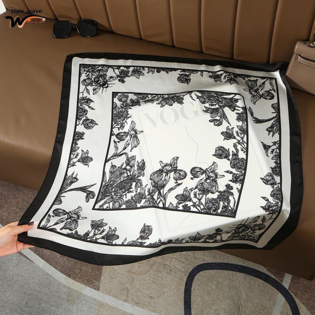 Spring & Summer Korean Style Women's Fashion Silk Scarf - Versatile Printed Design for Hot Selling Live Broadcasts