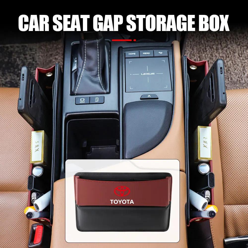 Leather Car Seat Gap Organizer Crevice Storage Box Bags Car Goods For Toyota Prado Rav4 Yaris Hilux Prius Avensis Corolla Camry