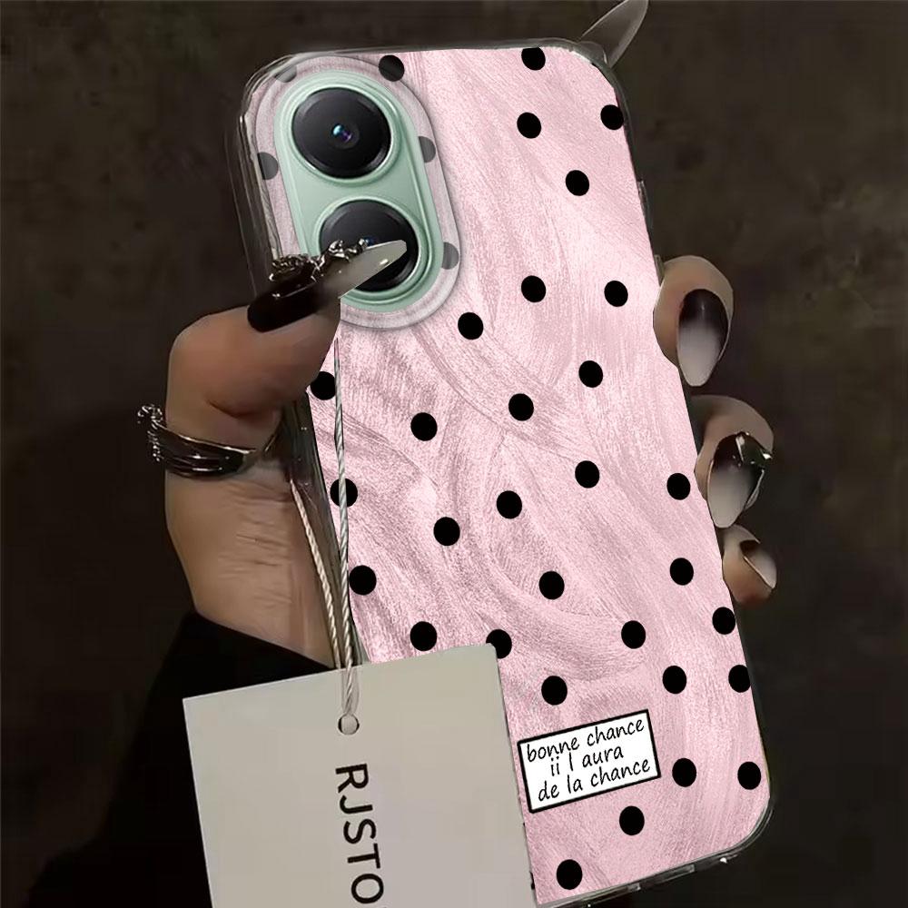 Black Circular Dots Feather Texture Phone Case for Xiaomi Poco X5 X7 M6 Pro X6 X3 Pro NFC C75 C71 C65 C61 M5S Women Girls Cover