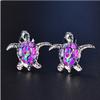 Cute Sea Turtle Stud Earrings For Women Fashion Imitation Blue Fire Opal Stud Earrings For Women Wedding Band Jewelry Gifts