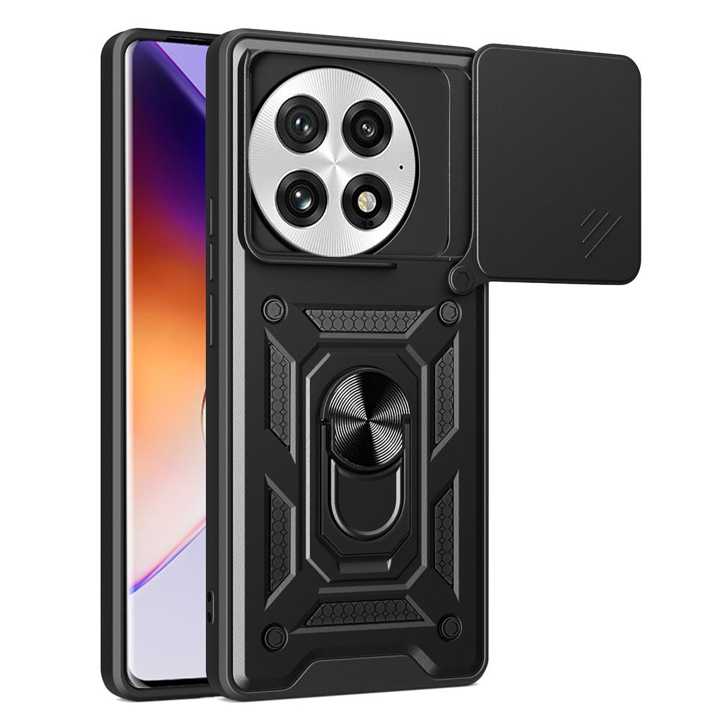 For OnePlus 13 Case with Slide Camera Lid PC+TPU Kickstand Phone Cover