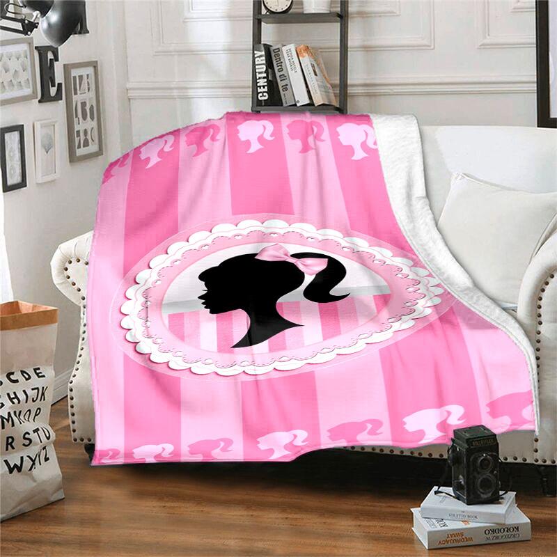 1pc Pink Girly Wallpaper Cartoon Blanket,Portable Throw for Travel & Camping, All Season Cozy Blanket,Ideal Gift
