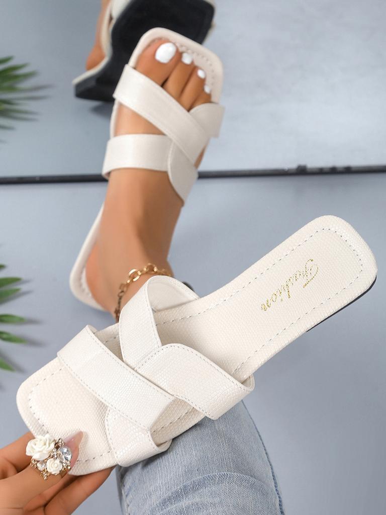 New fashion slippers women's summer outer wear square head versatile large size one word with sandals