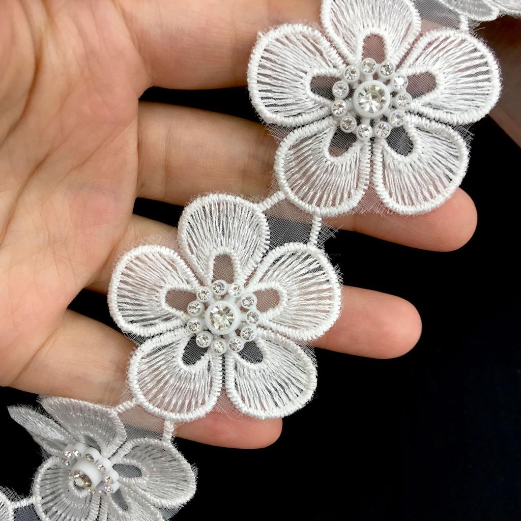 Eugen Yarn Embroidery Lace Beads Barcode Decoration, Five-Leaf Flower, Wedding Dress Diy Accessories
