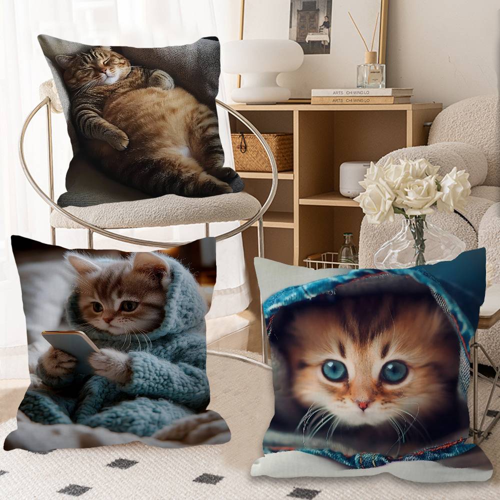 Cat Cute Kitten Stitch Lucky Dragon pillow cover sofa cushion cover home room decoration children gift