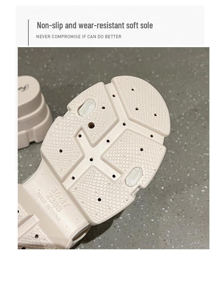 Women's Summer Platform High-Heeled Sandals: Stylish Slip-On Flip Flops with Thick Soles and Versatile Elevation.