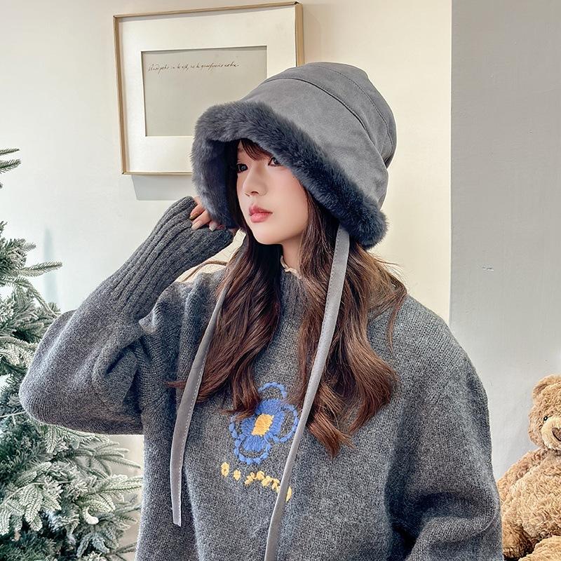 New Plush Fisherman Hat for Women In Winter Warm Plush Thickened Ear Protection Lei Feng Hat Furry Knitted Pot Hat