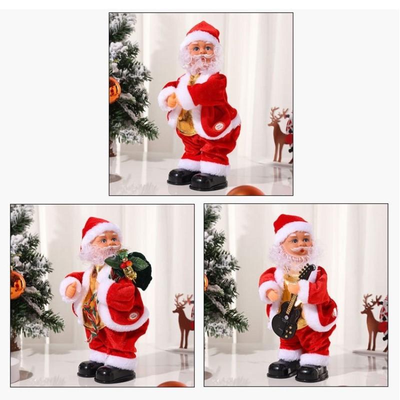 Noel Elektrikli Müzikli Kalça Dans Eden Gitar Çalan Noel Baba Bebek Süsü Müzikli Parti Noel Dekorasyonu Çocuklar İçin Hediye