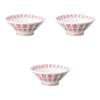 Set of 3 Ancient 20cm Kiritate Takadake Bowls X Ramen Bowls by Setomonohonpo (Marron) (Inglaze) [19.8 8.3cm]