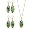 Exclusive Natural Stone Plated 18K Real Gold Chain Pendant Necklace Earrings Jewelry