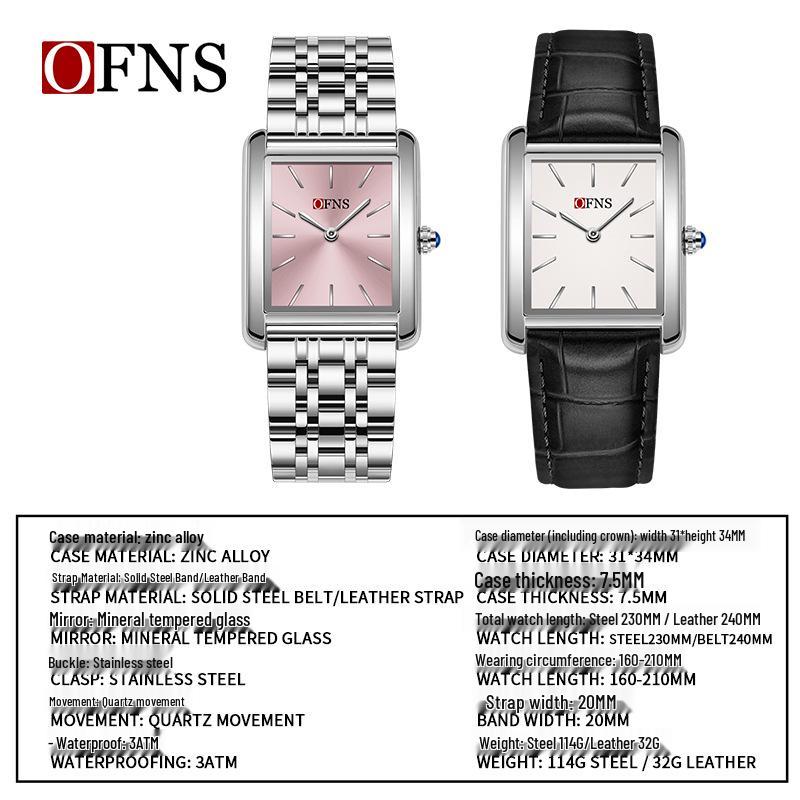 Oufani Women's Waterproof Roman Square Quartz Wristwatch