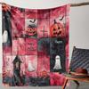 Watercolor Gothic Pumpkin Ghost Pattern Flannel Throw Blanket Soft Warm Bed Sofa Cover,Cozy Decorative Plush Bedspread for Autumn Halloween Decor