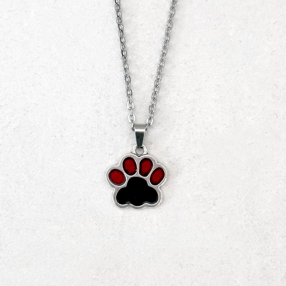 

Rock Punk Black Red Drop Glaze Rebellious Meatball Cat Paw Pendant Hoop Earrings Necklace for Women Y2k Spice Girls Jewelry Gift