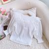Spring Lace Trim Girls' Long Sleeve Shirt - Turn-Down Collar