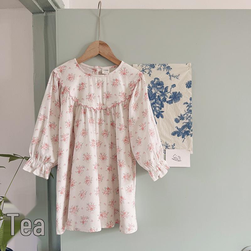2026 Autumn French Retro Girls' Stylish Cotton Long-Sleeve Dress