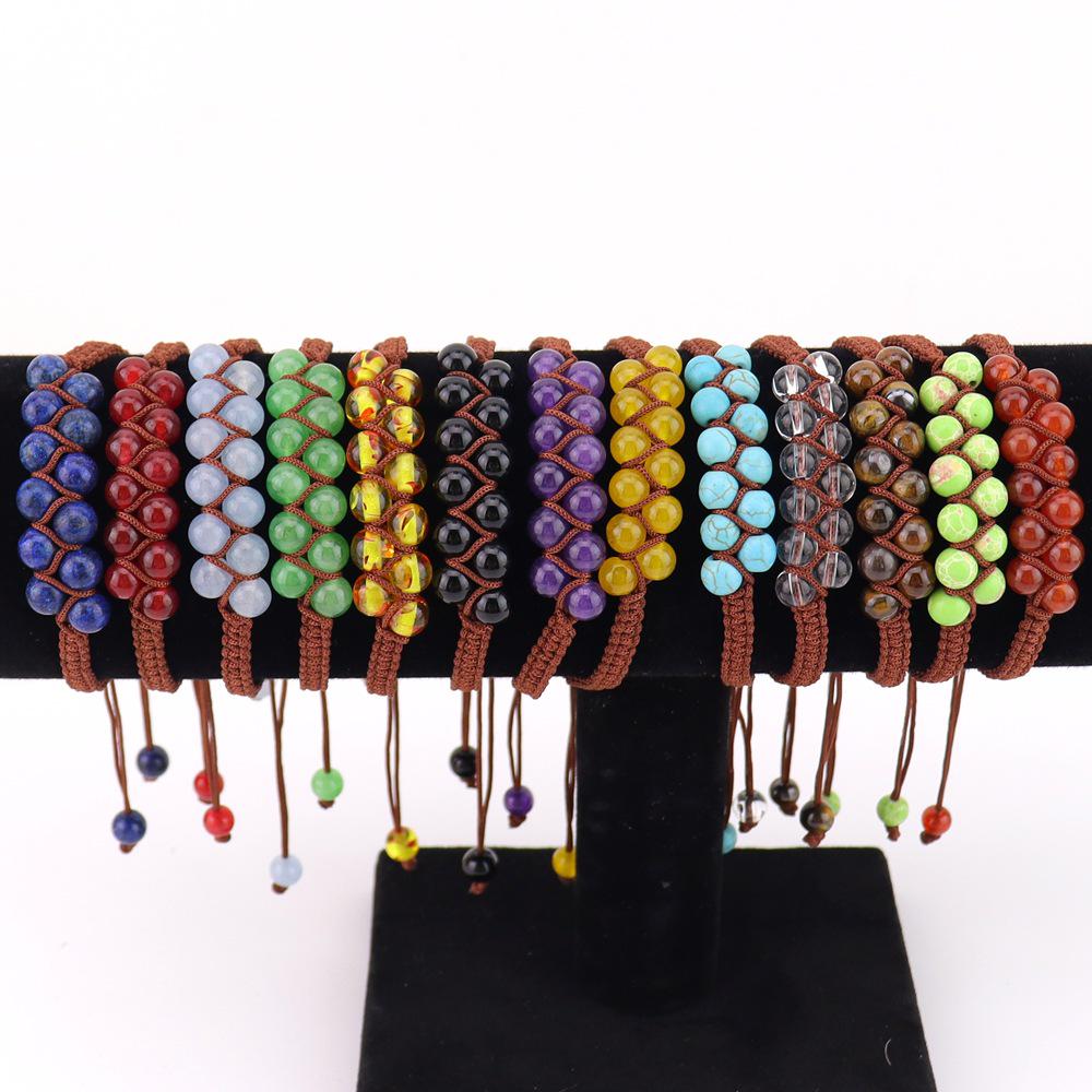 Bohemian Handwoven Double Row Crystal Stone Bracelet B102