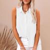 2025 European and American summer popular lapel cotton and linen buttons, sleeveless shirts women's clothing, shirts