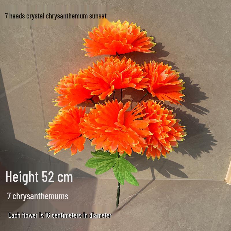 Qingming-Fest Chrysanthemenstrauß: 7-Kopf Seidenblumen Friedhofsgesteck für die Grabpflege